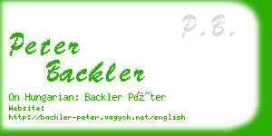 peter backler business card